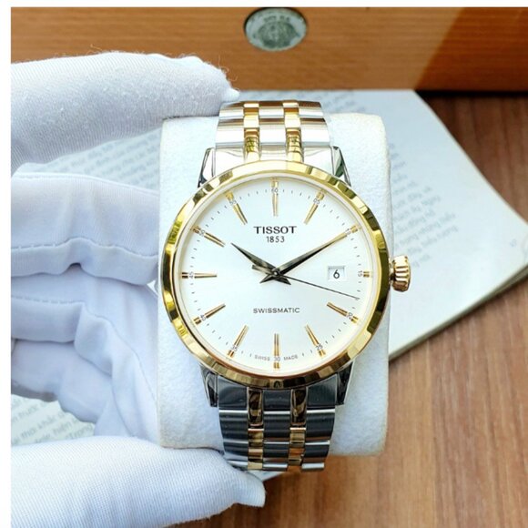 Mens 42mm Tissot Gold Accent Two Tone Watch NEW - Picture 1 of 6